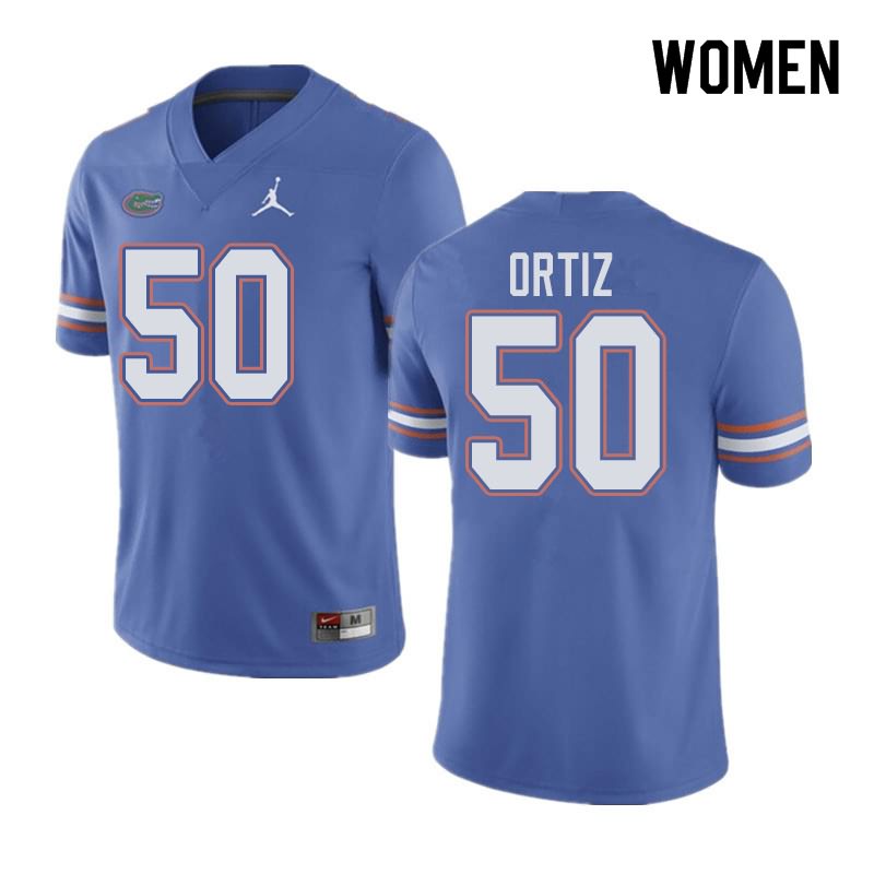 NCAA Florida Gators Marco Ortiz Women's #50 Jordan Brand Blue Stitched Authentic College Football Jersey IOZ7564BK